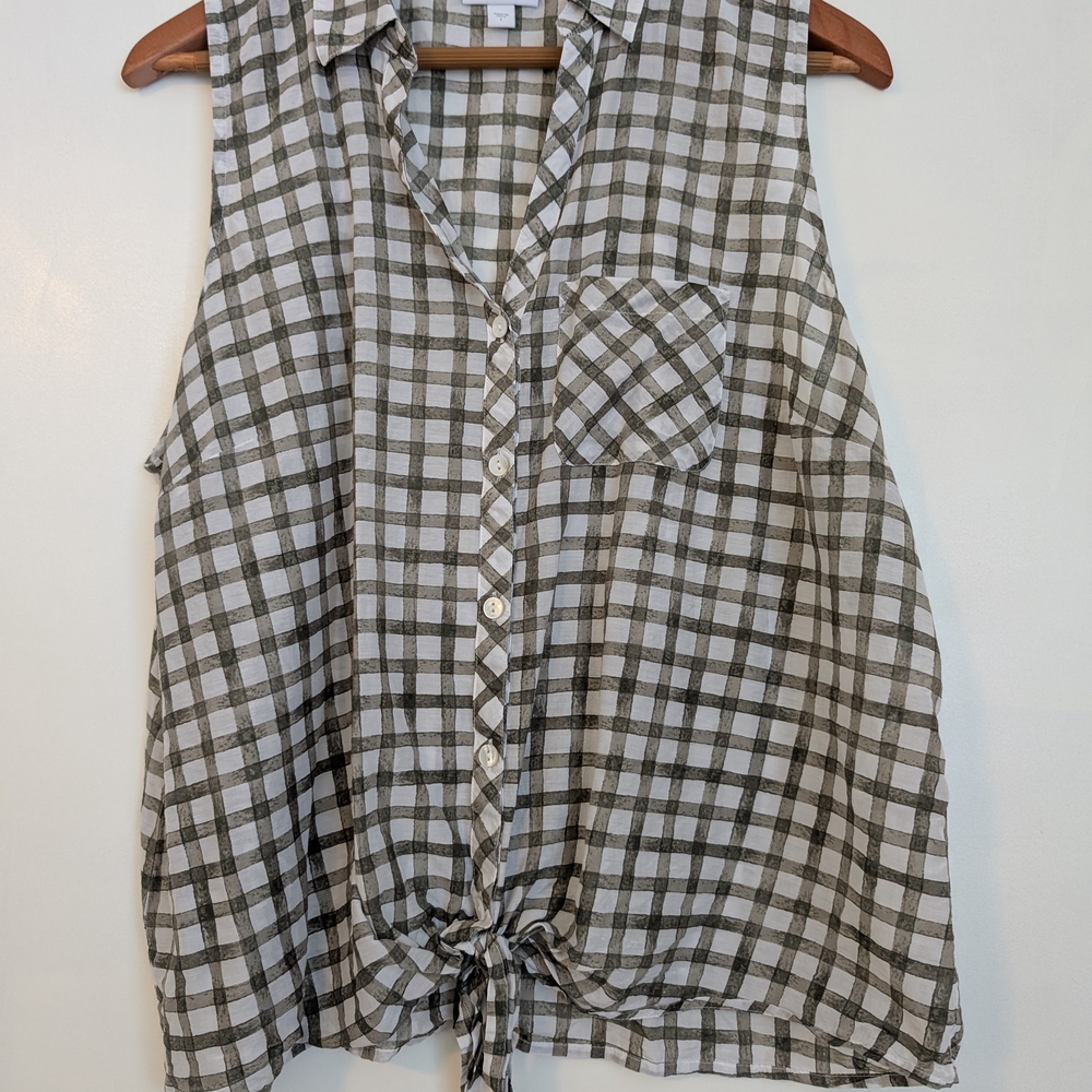 J. Jill Black and White Checkered Button Down Shirt